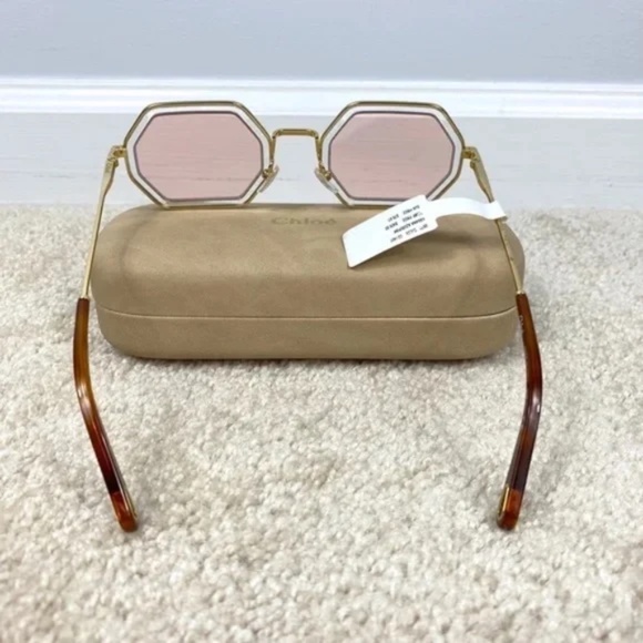 Chloe tally 53 MM Octagon Sunglasses in Havana/Azure/Pink BOUTIQUE main image 11